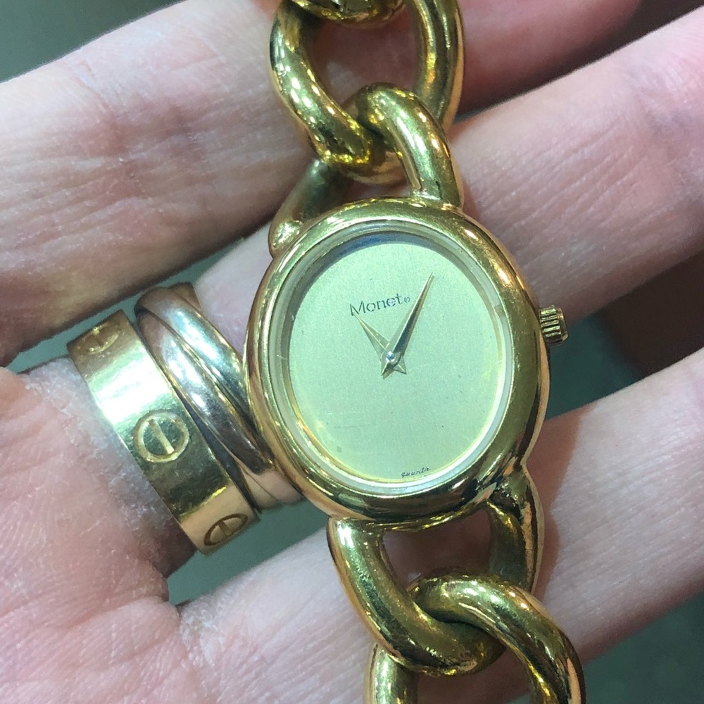 Trendy in Style Monet Gold Chain Link Watch